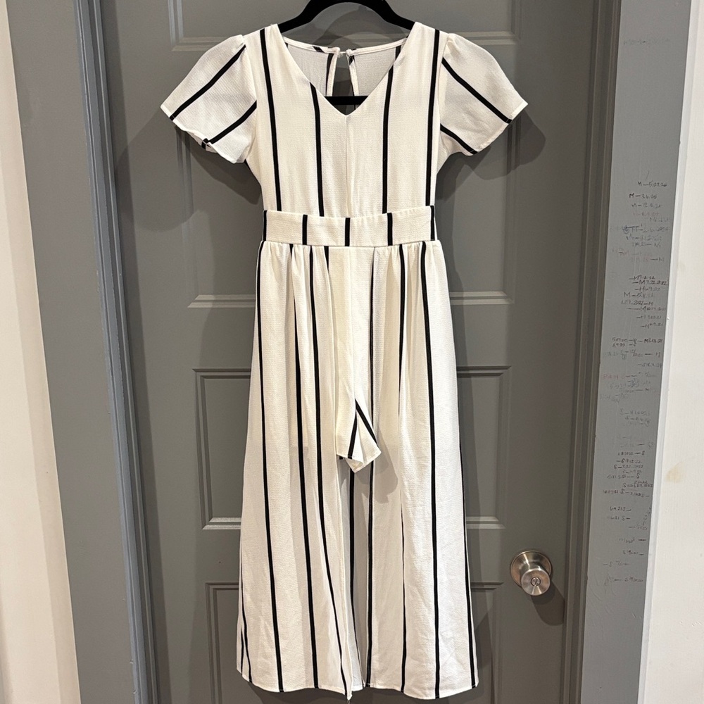 Charming Kids Striped Dress - Black and Cream